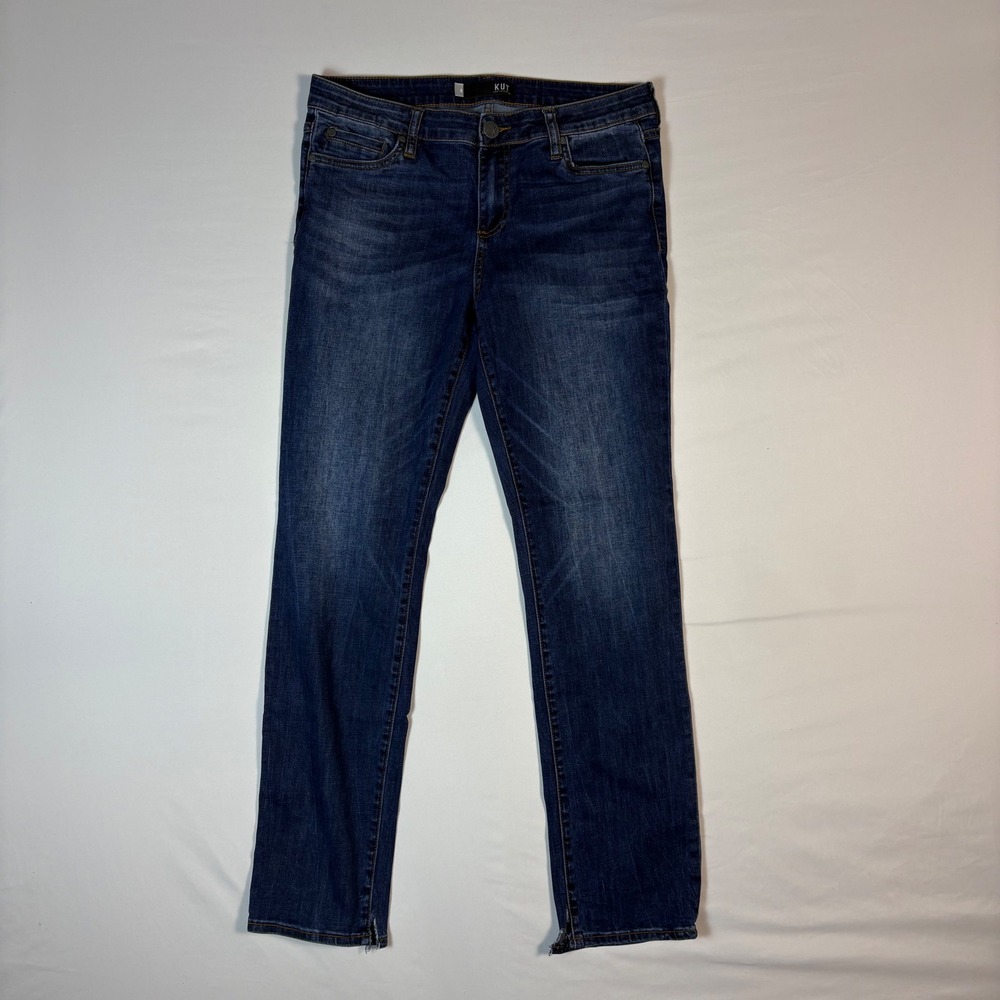 Kut from the Kloth Womens Size 8 Straight‎ Leg Jeans Blue Dark Wash Embroidered - Picture 9 of 11